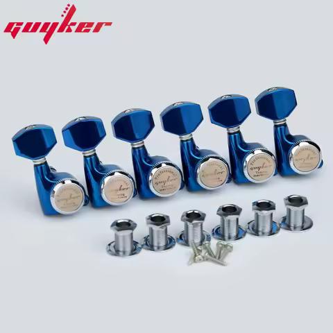 GUYKER Guitar Locking Tuners Electric Guitar Machine Heads Tuners Blue Chrome Guitar Tuning Pegs