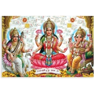 Crafts of India Best of Indian Crafts Store Goddess Durga Saraswathi Lakshmi Poster 12x08inch(30x20c