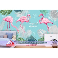 Custom 3D Flamingo Theme Wallpaper | Pink Pink | Colorfull | Children's Bedroom Wallpaper | Wall Wal