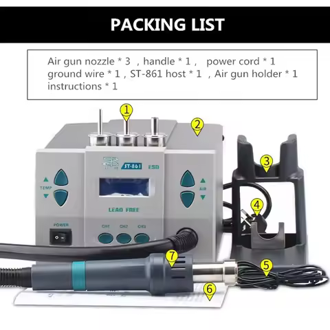 ST-861 1000W Lead-free Adjustable Hot Air Gun Rework Station Soldering 110/220V For Phone CPU Chip R