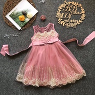 1Y-4Y 702 Baby Newborn Princess Sleeveless Gown Dress Kids with Headband(Gaun Budak Aqiqah/flower gi