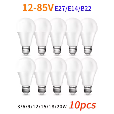 10pcs/lot E27 E14 B22 LED Bulb12-85V 20W 18W 15W 12W 9W 6W 3WLampada LED Light Bombilla Spotlight Li