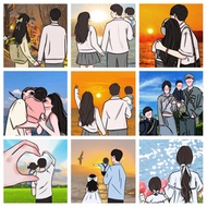 DADA D2   framed  20x20cm paint by numbers  Family Photo Couple Painting Paint By Numbers Wall Art S