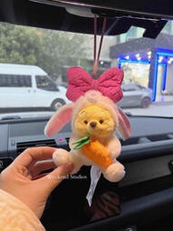 【促銷】迪士尼蝴蝶結兔子維尼小熊噗噗汽車后視鏡裝飾品掛件女生新車禮物