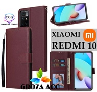 SARUNG BUKU FLIP UNTUK XIAOMI REDMI 10 LEATHER CASE FLIP- WALLET CASE FLIP XIAOMI REDMI 10 - CASING