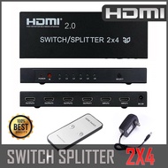 HDMI Splitter 2 In 4 Out 4K*2K 3D 1080p HDMI Splitter 2x4 HD HDMI Switch Switcher 4Kx2K High Definit