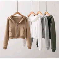 CROP HOODIE/ZIPPER CROP HOODIE/WOMEN'S ZIPPER CROP HOODIE/KOREAN STYLE CROP ZIPPER HOODIE