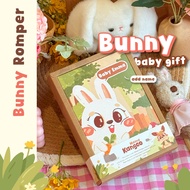 Mama Kangoo Bunny Set Hadiah Bayi – Romper + Nama Custom pada Kotak | Hadiah Newborn / Fullmoon