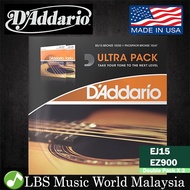 D'Addario Ultra Pack EZ900 EJ15 Acoustic Guitar String Daddario Extra Light (10-42 10-50)