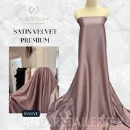 Kain Satin Velvet Premium Warna Ungu Taro Bahan Seragaman Bahan Furing Bisa untuk Background Backdro