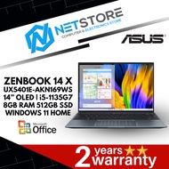 ASUS ZENBOOK 14 X UX5401E-AKN169WS 14” OLED LAPTOP | i5-1135G7 8GB RAM 512GB SSD | WIN11 (NO SCREENPAD) PINE GREY