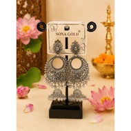 Silver Long Stone Jhumka -28