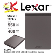 LEXAR SL200 PORTABLE SSD USB3.1 UP TO 550MB/S READ - UP TO 400MB/S WRITE / 256-BIT AES ANCRYPTION / 