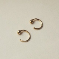 14K 純K金-稜石子圓弧 無耳扣 耳環, 耳針