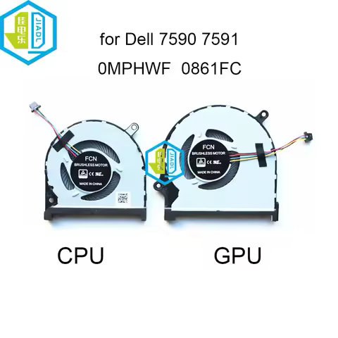 CPU GPU Cooling Fans For Dell Insprion 15-7590 7591 P83F Laptop Graphics Card Cooler 0MPHWF 0861FC F