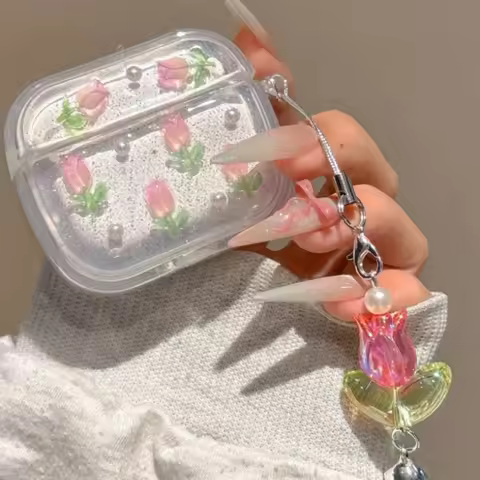[Tpy4B41] Epoxy Tulip Flower is suitable for Apple AirPods earphone case 1 generation 2 generation 3