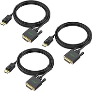 DisplayPort to DVI Cable 6ft 3-Pack, UVOOI DP Display Port to DVI-D Cable for Computer Monitor Compatible with Dell, HP and Other Brand