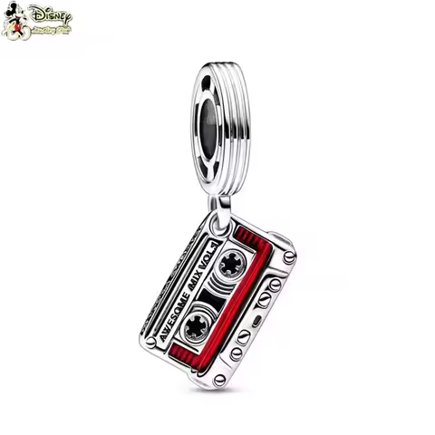 Disney Awesome Mix Vol.1 Cassette Charm - Silver Enamel Bead, Fit Original Bracelet Jewelry Gift