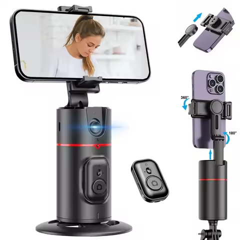 Auto Face Tracking Tripod 360° Rotation, Smart Auto Tracking Phone Holder Motion Sensor Tripod Stand
