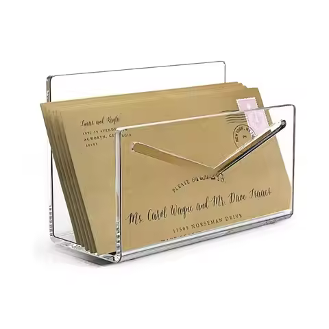 Mail Organizer Acrylic Desk Letter Holder Clear Mail Letter Organizer Desktop File Envelope Storage