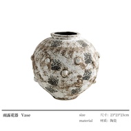 Rzone Rustic Handmade Ceramic Flower Vase for Living Room Bedroom Study Hallway Dining Table Decorat