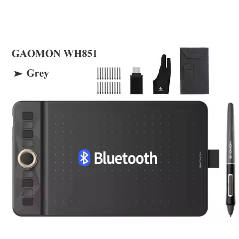 GAOMON WH851 Wireless Graphics Tablet Bluetooth 5.0 Connection 16K Levels Pen Pressure 8x5 Inch Draw