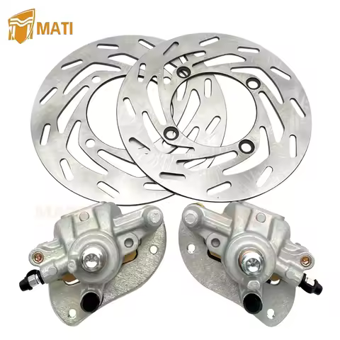Front Left Right Brake Calipers & Disc Rotors for Yamaha Kodiak 700 YFM700 2016-2020 Grizzly 550 YFM