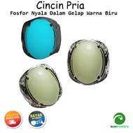 Batu Cincin Akik Fosfor Nyala Dalam Gelap Warna Biru B553