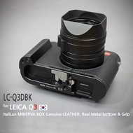 LIM'S Design Leica Q3 camera black genuine leather and metal grip &amp; bottom half case