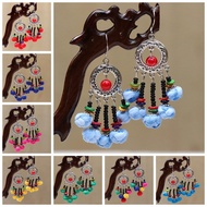 Chinese ethnic style fabric jewelry, fabric earrings, ethnic ear accessories, multi-color