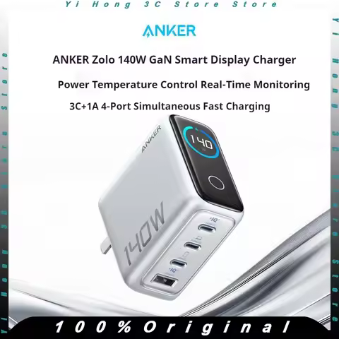 Anker Zolo GaN Charger 140W PD Fast Charging Phone Charger With Four Ports USB-C/A AI Smart Display