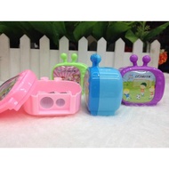 KKQV 4pcs 2in1 Sharpener Cute TV design Sharpener for Kids School and Office Supplies UC-123