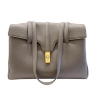 CELINE 賽琳 SOFT 16 肩背包 皮革 灰色 金扣