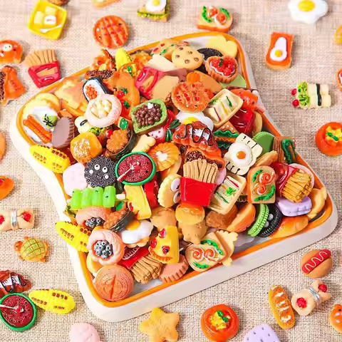 Miniature Food Toys Mixed Resin Food Dolls Kitchen Pretend Toys Suitable for Dollhouse Kitchen Toys 