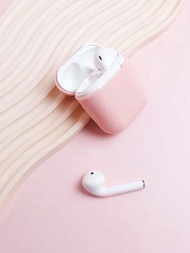 粉紅色純色矽膠耳機保護套，適用於Airpods 1和2