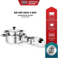 SUNHOUSE SH333 3-Hive Stainless Steel Potty 16, 18, 24 cm