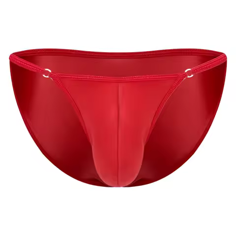 Swimwear Mens Glossy Silky Thongs Briefs Low Rise Bulge Pouch Underwear Adjustable Waist Panties Nig