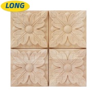 LONNGZHUAN 4pcs Rubber Wood Carving, Rubber Wood 2.4x2.4 Inch Antique Wood Applique, DIY Furniture D