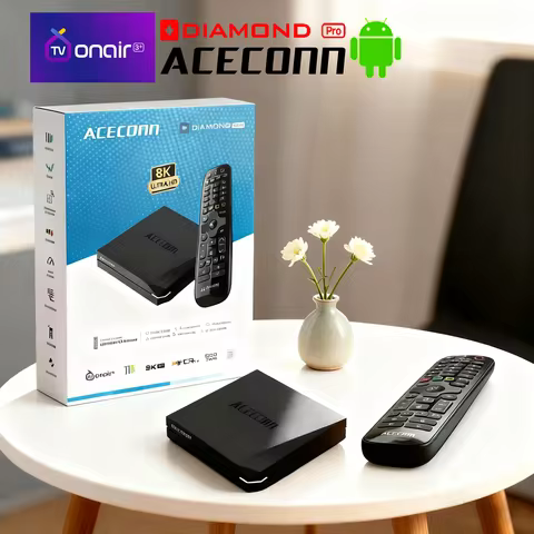 ACECONN Diamond-Pro TV Box IPTV 2GB+32GB Dual band WiFi 6 Bluetooth Voice Remote Control Backlight B