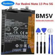 แบตเตอรี่แท้ BM5V สำหรับ Xiaomi redmi Note 13 Pro 5G แบตเตอรี่ความจุ 5100mAh+ชุดไขควงถอด กาวแผ่น ส่ง