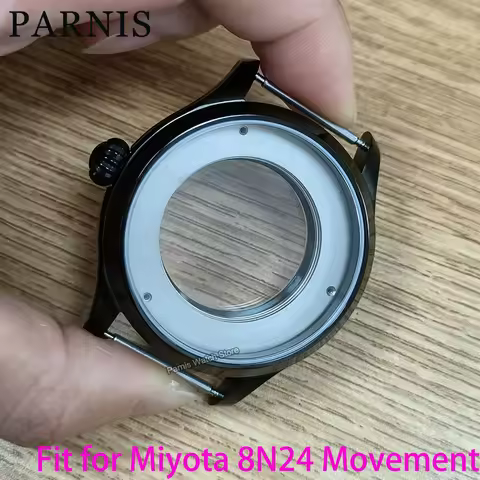 Parnis 42mm Wristwatch Sapphire Crystal Black PVD Watch Case Fit for Miyota 8N24 Movement