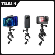 TELESIN Cycling Motorcycle Clip 360° Super Clamp 1/4" Hole Bracket For GoPro DJI OSMO Action Insta360 Action Camera Accessories