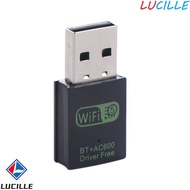 LUCILLE BT+AC600 WLAN Dongle, Wifi Network Adapter WiFi Receiver WLAN Dongle, Play and Play Network 