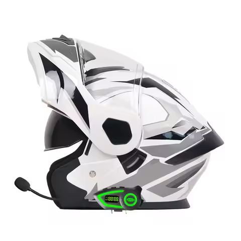Wholesale High Quality Dot Certified Dual Lens Racing Ad Helmet with Blue Tooth Full Graphic Abs Mat
