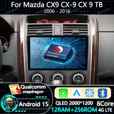 Android 15 Car Radio For Mazda CX9 CX-9 CX 9 TB 2006 - 2016 Head Unit Carplay Auto GPS Qualcomm BT M