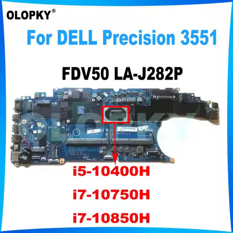 FDV50 LA-J282P motherboard for DELL Precision 3551 laptop motherboard with i5-10400H i7-10750H i7-10