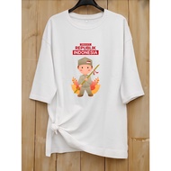 MERAH CHERON - Red and White T-shirts for Indonesian Independence Day, HR10 Oversize Slit Distro for