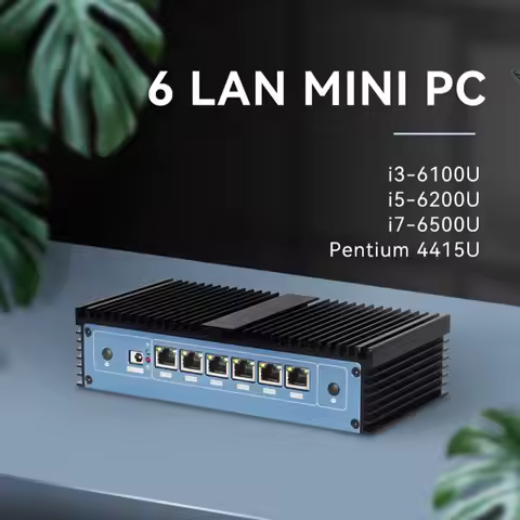 Industrial Mini PC Fanless Router 6 x Intel I211 LAN Core i7 6500U i5 Pentium 4415U DDR4 PfSense Fir