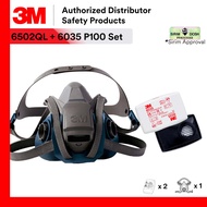 3M 6502QL - 3 Pieces Set / 3M 6035 P3 R Filter [1 x 6502QL Respirator + 2 x 6035 Filters]  CE & DOSH