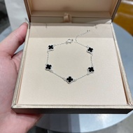 Women's 4-leaf clover silver bracelet with high-quality black mother-of-pearl stone - MINA JEWELRY J